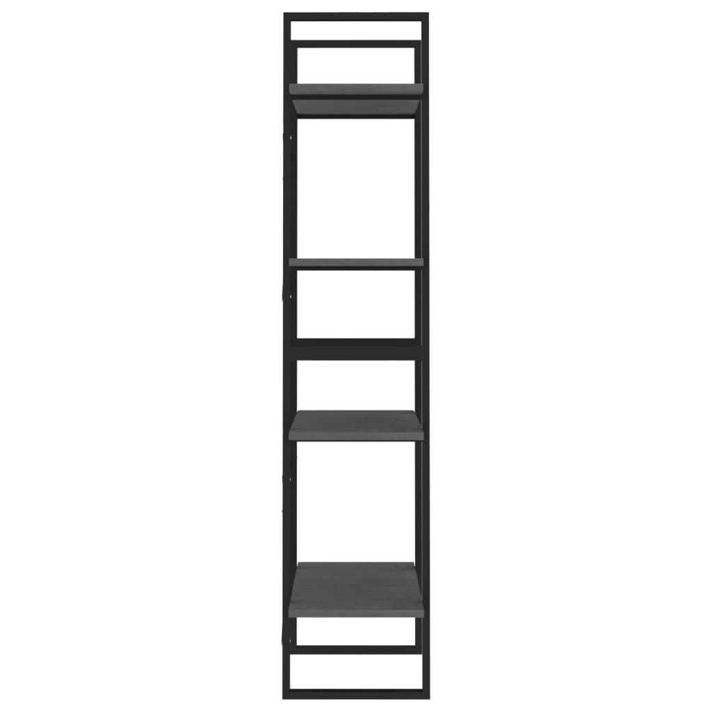 vidaXL Βιβλιοθήκη με 4 Ράφια Γκρι 60x30x140 εκ. από Μασίφ Ξύλο Πεύκου