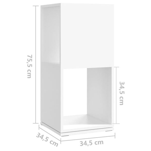 vidaXL Ντουλάπι Περιστρεφόμενο Λευκό 34,5x34,5x75,5 εκ. Επεξ. Ξύλο