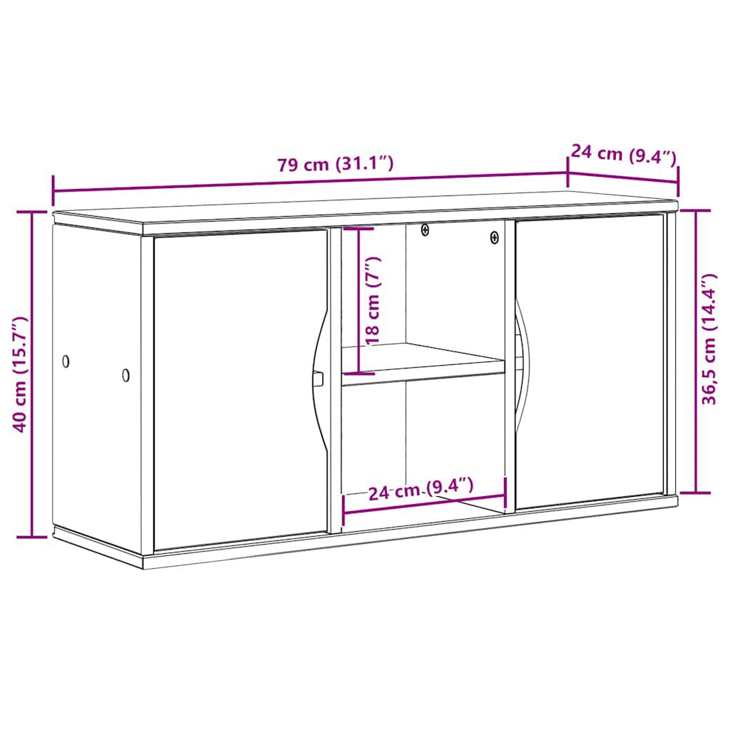 vidaXL Ντουλάπι τηλεόρασης ODDA Λευκό 79x24x40 εκ. Μασίφ Ξύλο Πεύκου
