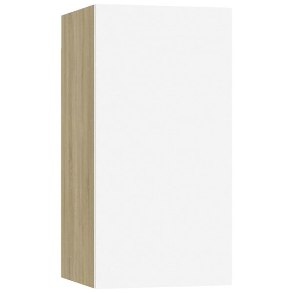 vidaXL Έπιπλα Τηλεόρασης 4 τεμ. Λευκό / Δρυς 30,5x30x60εκ. Μοριοσανίδα