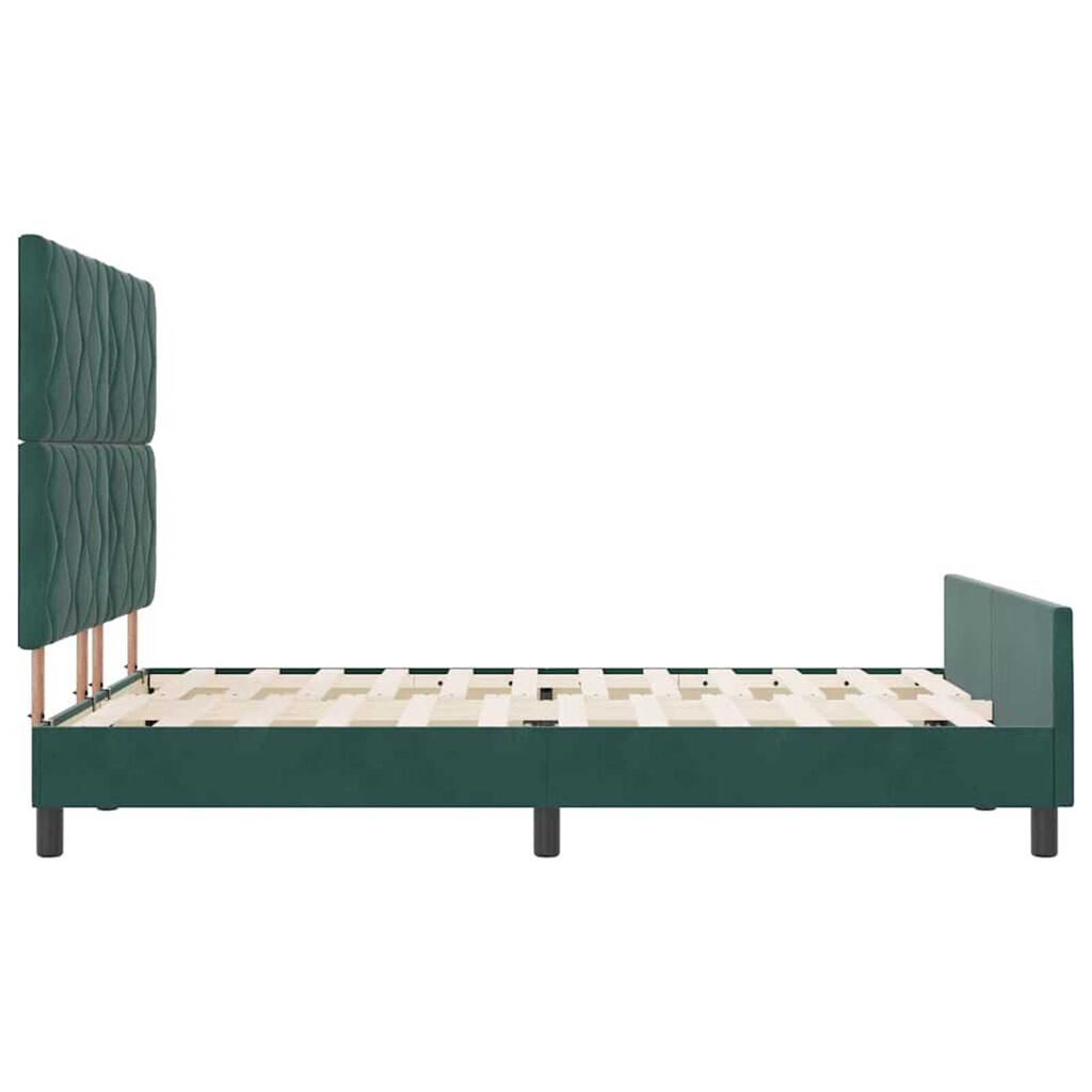 vidaXL Σκελετός Κρεβατιού Σκούρο πράσινο 140 x 190 cm Βελούδο