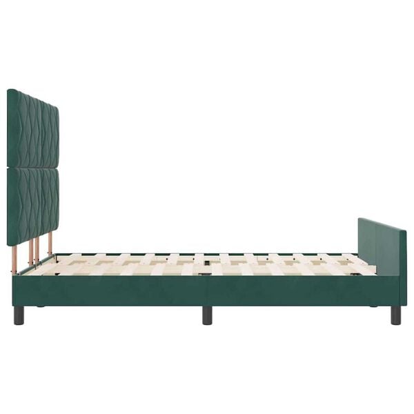 vidaXL Σκελετός Κρεβατιού Σκούρο πράσινο 140 x 190 cm Βελούδο
