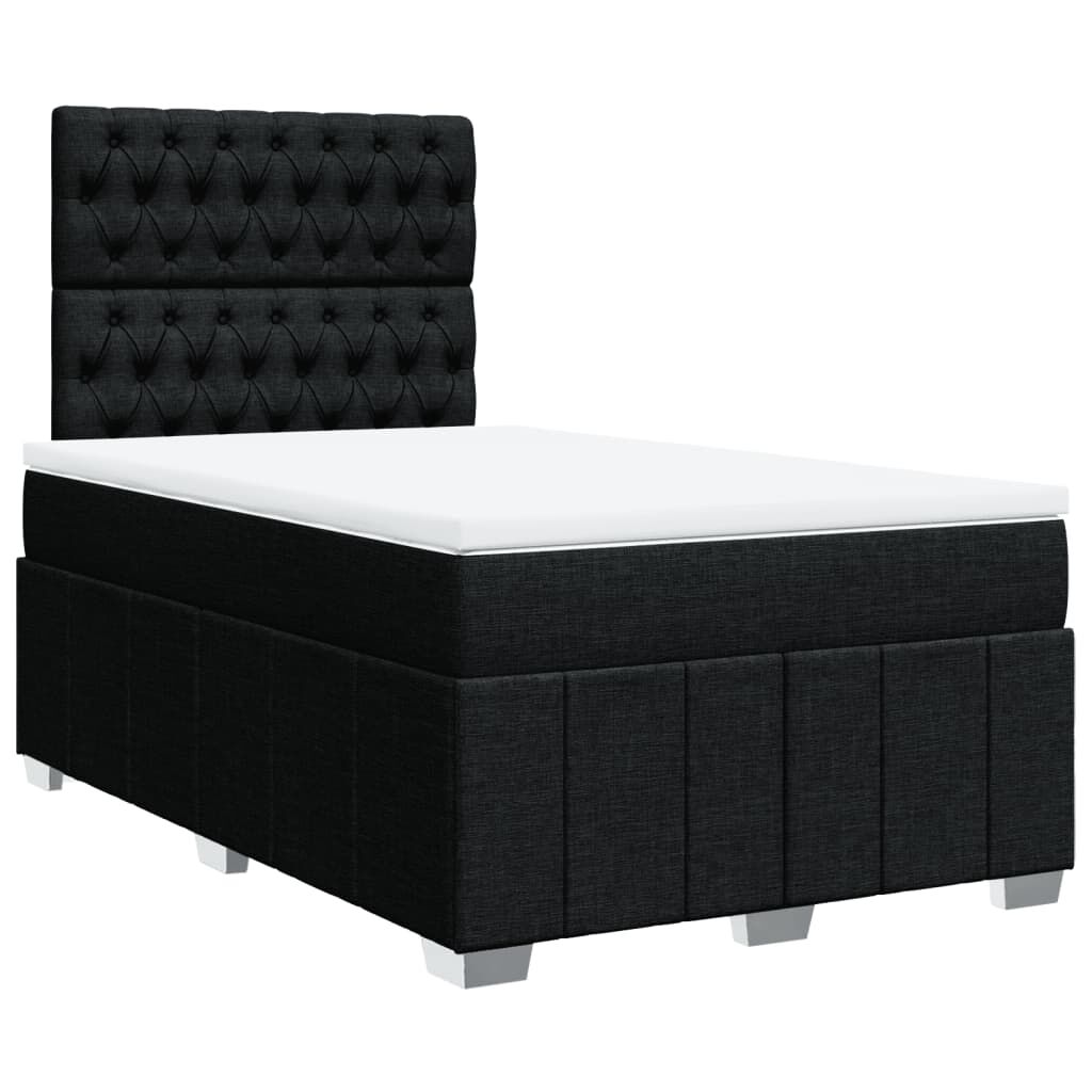 vidaXL Κρεβάτι Boxspring με Στρώμα Μαύρο 120x200 εκ. Υφασμάτινο