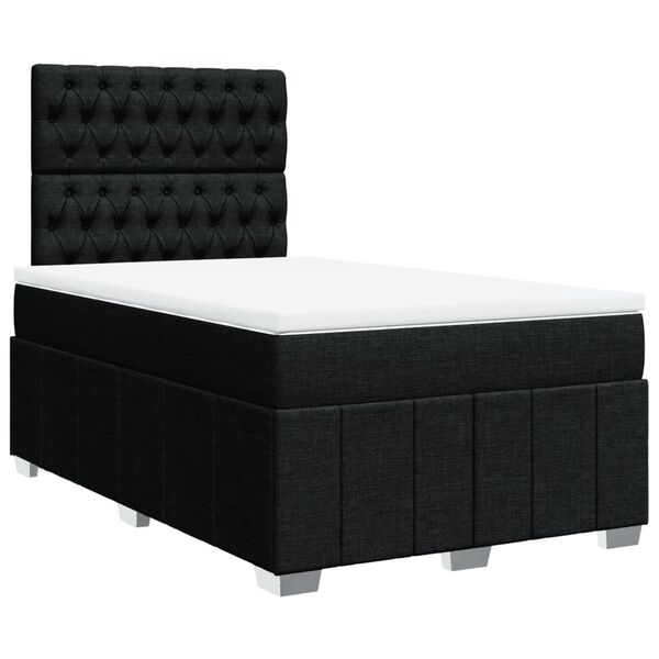 vidaXL Κρεβάτι Boxspring με Στρώμα Μαύρο 120x200 εκ. Υφασμάτινο