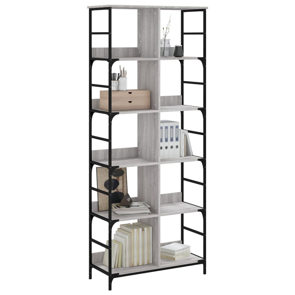 vidaXL Βιβλιοθήκη Γκρι Sonoma 78,5x33x188,5 εκ. Επεξεργασμένο Ξύλο