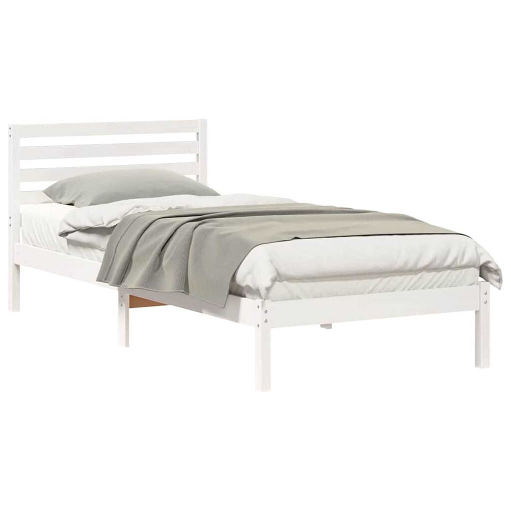 vidaXL Σκελετός Κρεβατιού Λευκό 100 x 220 cm Μασίφ ξύλο πεύκου