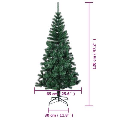 vidaXL Χριστουγεννιάτικο Δέντρο Τεχνητό Ιριδ. Άκρες Πράσινο 120 εκ PVC