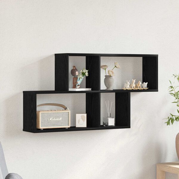 vidaXL Ράφι Τοίχου Μαύρη δρυς 76 x 15 x 53 εκ Επεξεργασμένο ξύλο