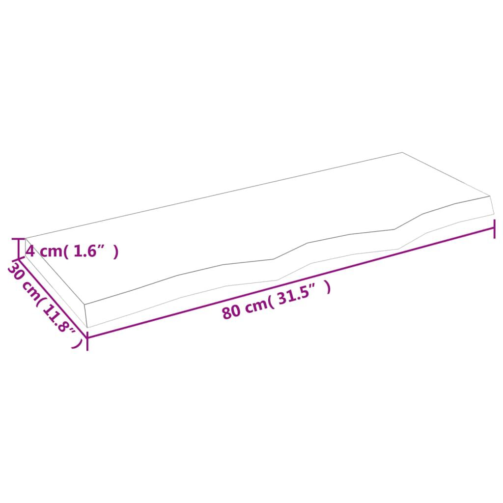 vidaXL Ράφι Τοίχου Ανοιχτό Καφέ 80x30x(2-4)εκ. Επεξ. Μασίφ Ξύλο Δρυός