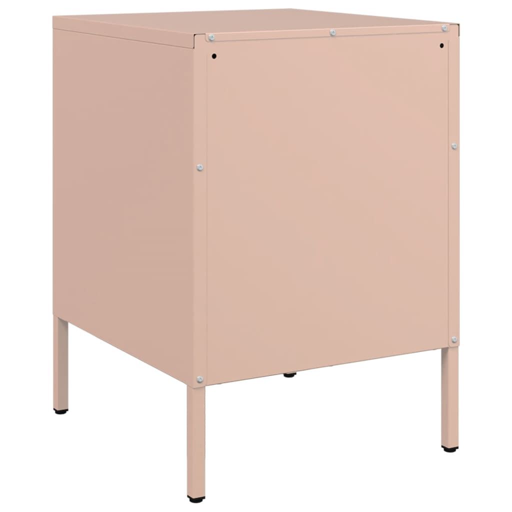 vidaXL Κομοδίνο Ροζ 36x39x50,5 εκ. από Χάλυβα