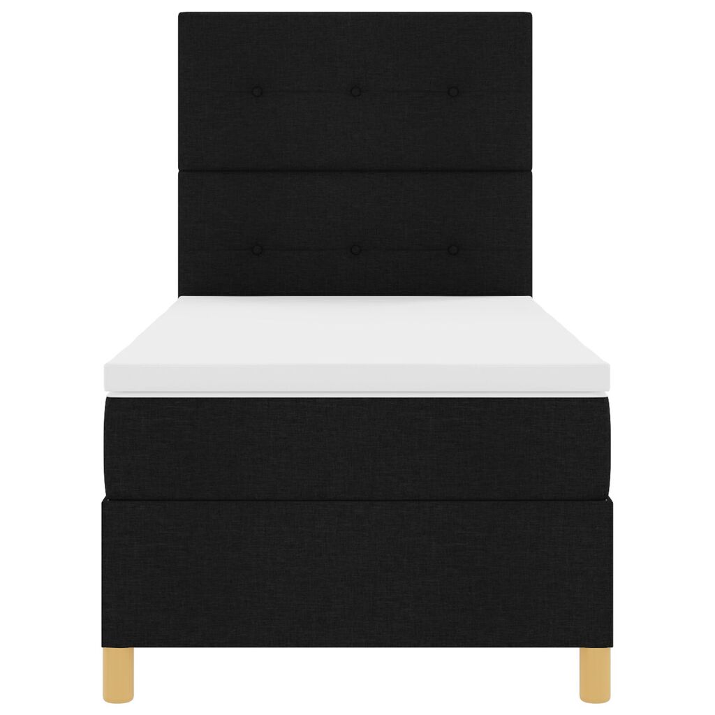 vidaXL Κρεβάτι Box Spring με Στρώμα & LED Μαύρο 90x200 εκ. Ύφασμα