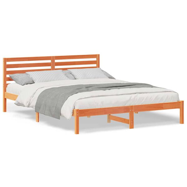 vidaXL Σκελετός Κρεβατιού Καφέ κεριού 160 x 210 cm Μασίφ ξύλο πεύκου