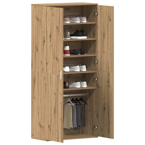 vidaXL Ντουλάπα Παπουτσιών Καφέ 80 x 39 x 180 εκ Επεξεργασμένο ξύλο