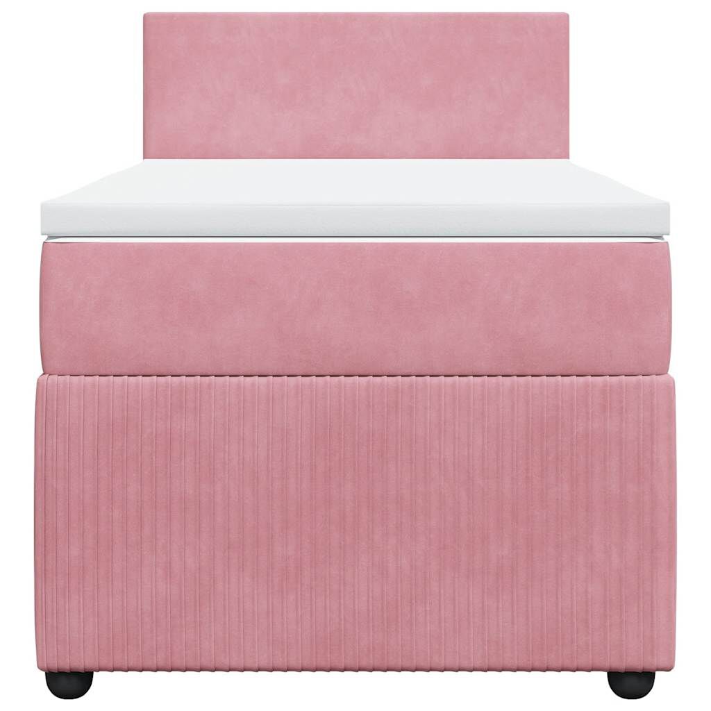 vidaXL Κρεβάτι Boxspring με Στρώμα Ροζ 80 x 200 εκ. Βελούδινο