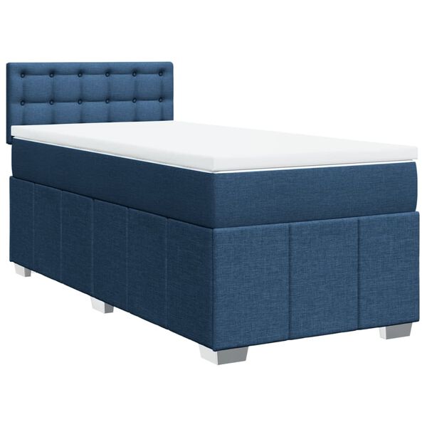 vidaXL Κρεβάτι Boxspring με Στρώμα Μπλε 80x200 εκ. Υφασμάτινο