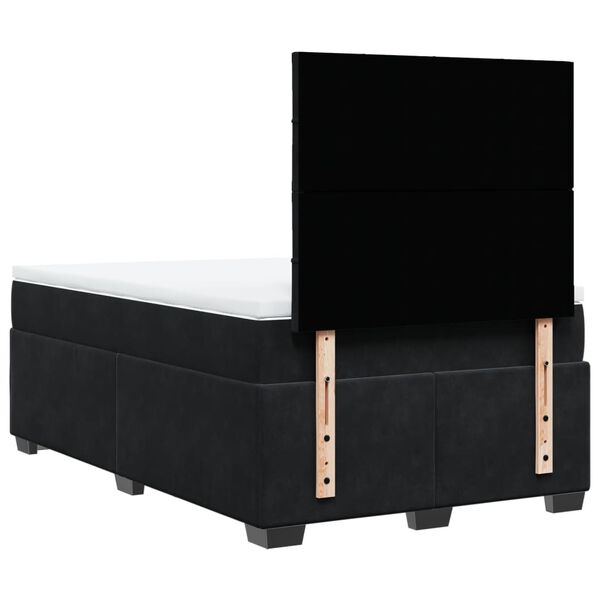 vidaXL Κρεβάτι Boxspring με Στρώμα Μαύρο 120 x 200 εκ. Βελούδινο