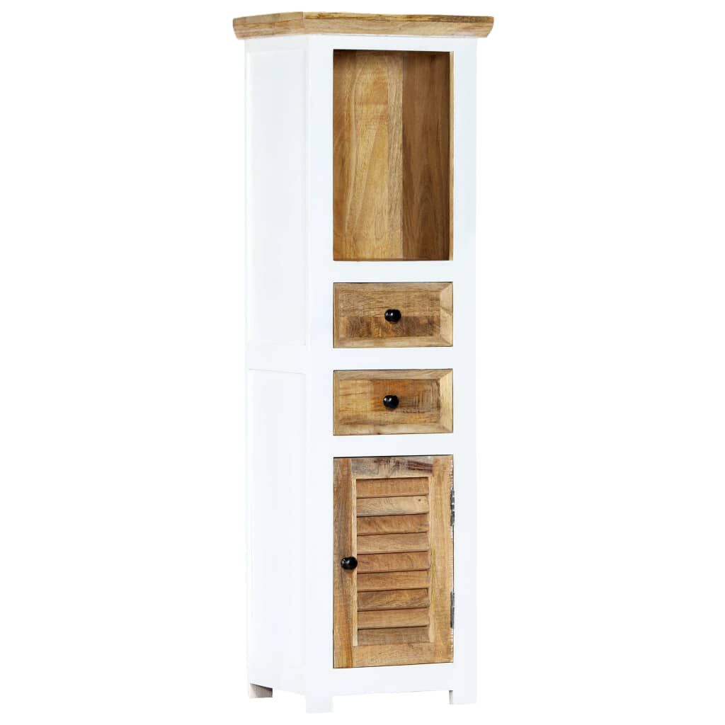 vidaXL Έπιπλο Αποθήκευσης Λευκό/Καφέ 40x30x128 εκ Ακατέργ. Ξύλο Μάνγκο