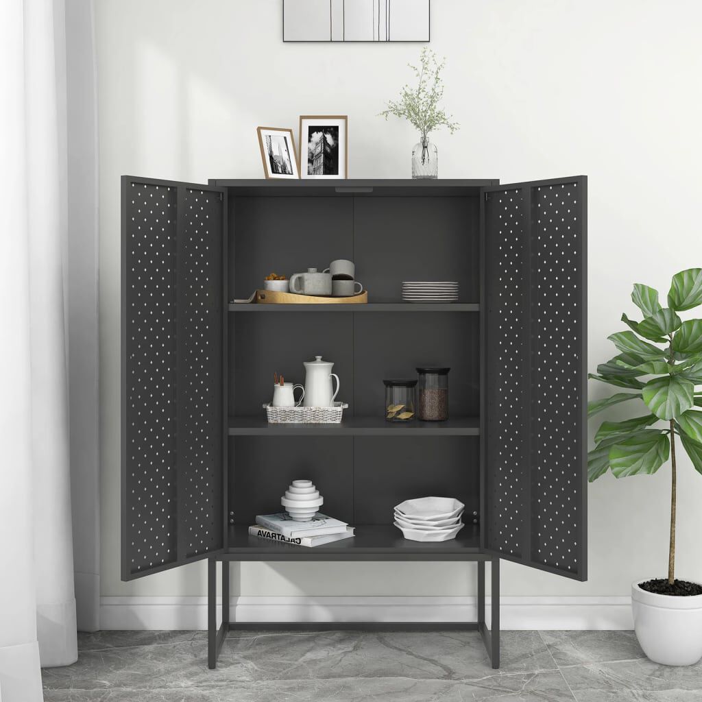 vidaXL Ντουλάπι Ανθρακί 80 x 35 x 135 εκ. από Ατσάλι