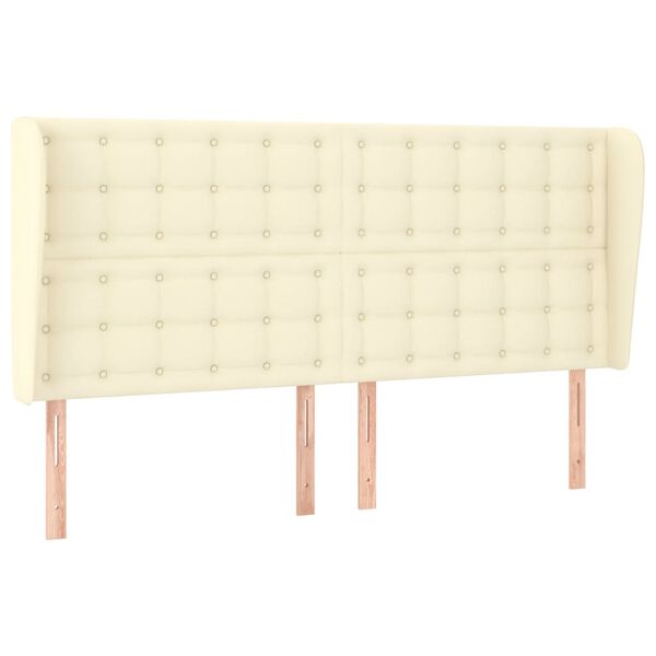 vidaXL Κεφαλάρι με Πτερύγια Κρεμ 183x23x118/128 εκ. Συνθετικό Δέρμα