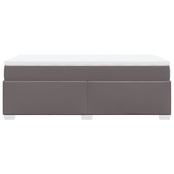 vidaXL Κρεβάτι Boxspring με Στρώμα Γκρι 90x200 εκ. από Συνθετικό Δέρμα