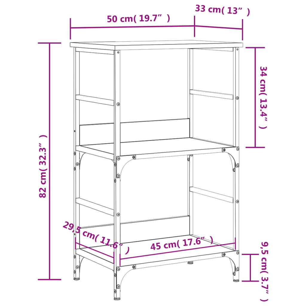 vidaXL Βιβλιοθήκη Μαύρη 50 x 33 x 82 εκ. από Επεξεργασμένο Ξύλο