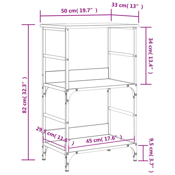 vidaXL Βιβλιοθήκη Μαύρη 50 x 33 x 82 εκ. από Επεξεργασμένο Ξύλο
