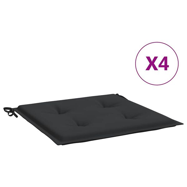 vidaXL Μαξιλάρια Καρέκλας Κήπου 4 τεμ. Μαύρα 50x50x4 εκ. Oxford Ύφασμα