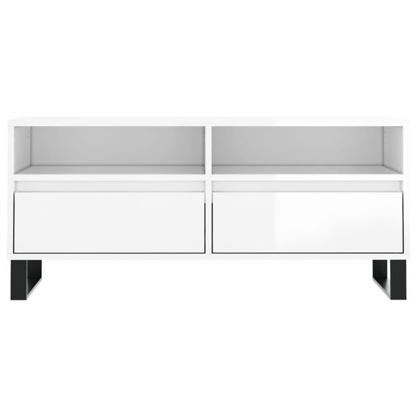 vidaXL Έπιπλο Τηλεόρασης Γυαλ. Λευκό 100x34,5x44,5 εκ. Επεξεργ. Ξύλο