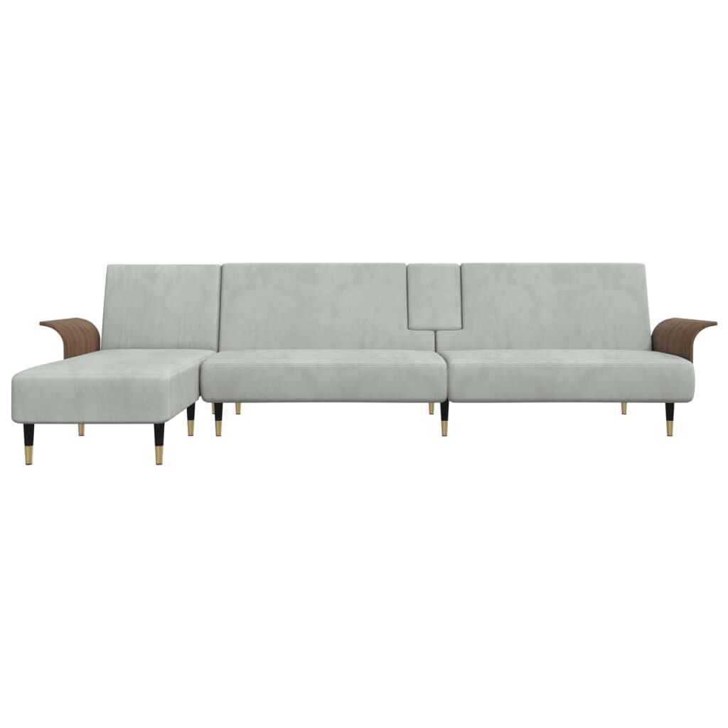 vidaXL Καναπές Κρεβάτι Γωνιακός Αν. Γκρι 279 x 140 x 70 εκ. Βελούδινος