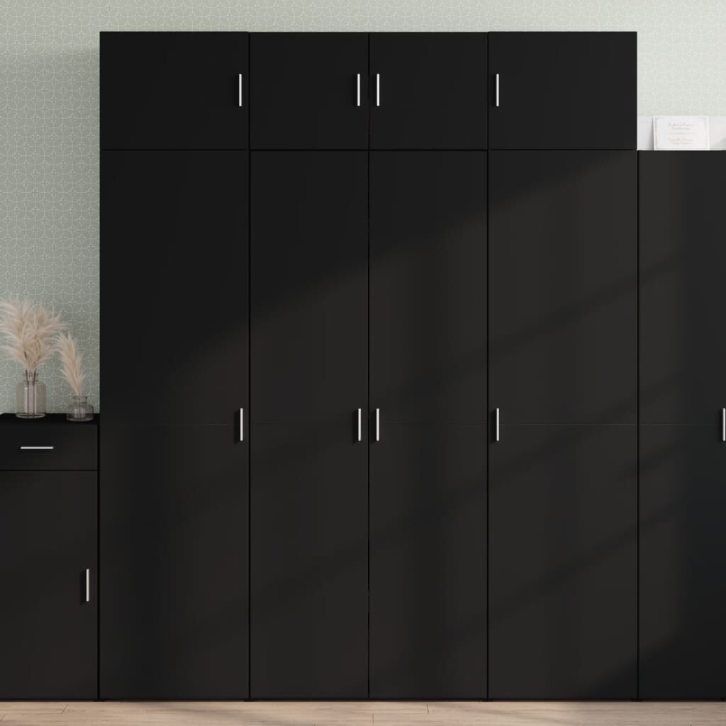 vidaXL Ραφιέρα με Ντουλάπια Μαύρη 80x42,5x225 εκ. από Επεξ. Ξύλο
