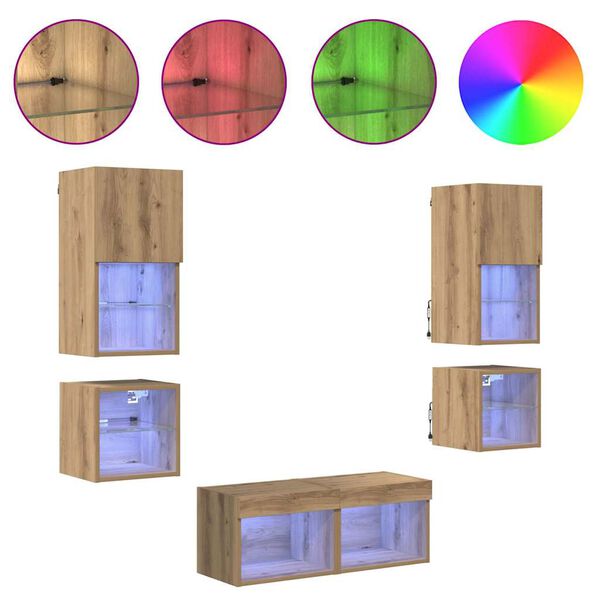 vidaXL &Mu;&omicron;&nu;ά&delta;&epsilon;&sigmaf; &Tau;&omicron;ί&chi;&omicron;&upsilon; &Tau;&eta;&lambda;&epsilon;ό&rho;&alpha;&sigma;&eta;&sigmaf; 8 pcs Artisan Oak &Epsilon;&pi;&epsilon;&xi;&epsilon;&rho;&gamma;&alpha;&sigma;&mu;έ&nu;&omicron; &xi;ύ&lambda;&omicron;