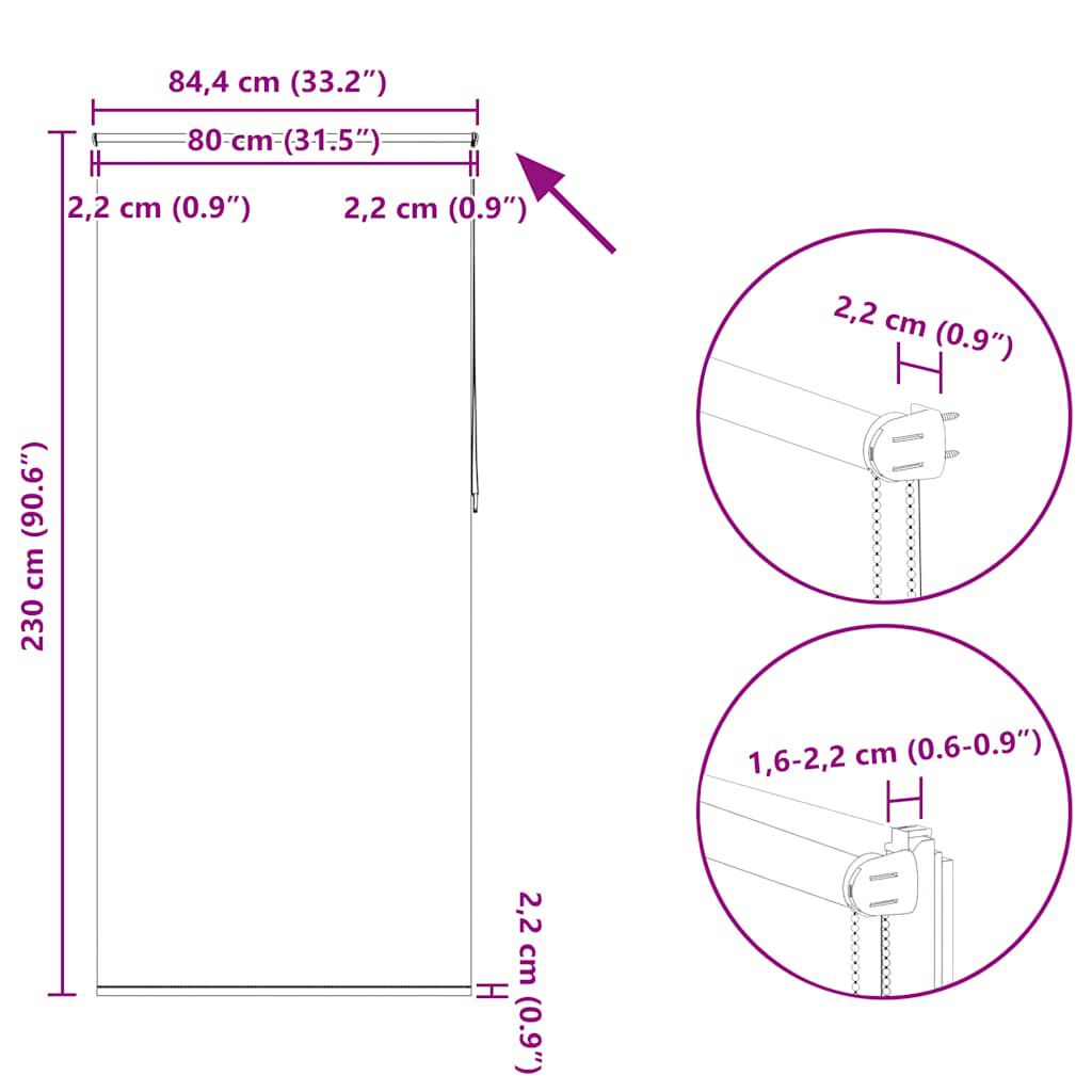 Ρόλερ Σκίασης Blackout Λευκό 80 x 230 cm