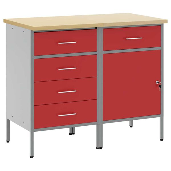 vidaXL Ντουλάπα Εργασίας 2 pcs Κόκκινο και Γκρίζο 100 x 55 x 85 εκ.