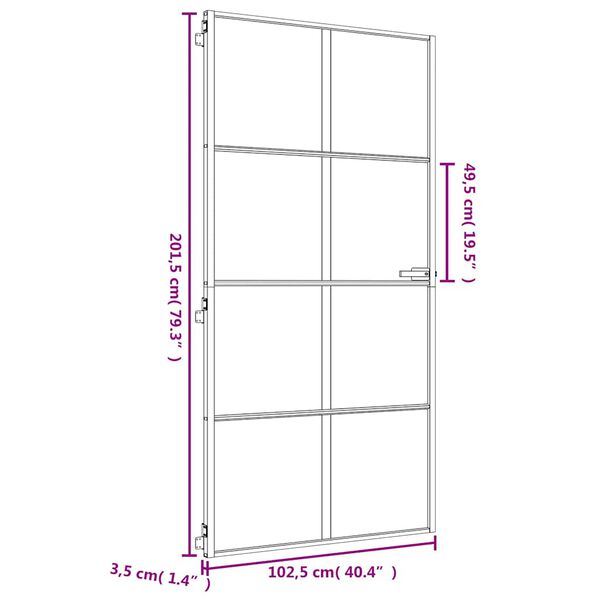 vidaXL Εσωτερική Πόρτα Χρυσή 102,5x201,5 εκ. Ψημένο Γυαλί & Αλουμίνιο