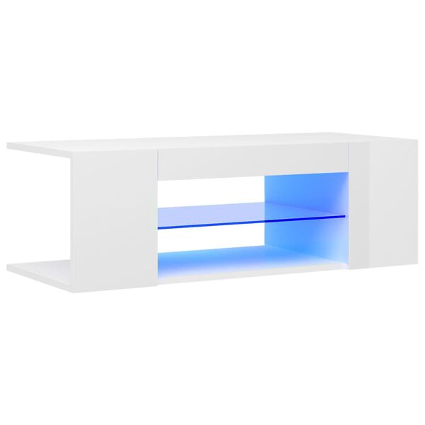 vidaXL Έπιπλο Τηλεόρασης με LED Γυαλιστερό Λευκό 90x39x30 εκ.