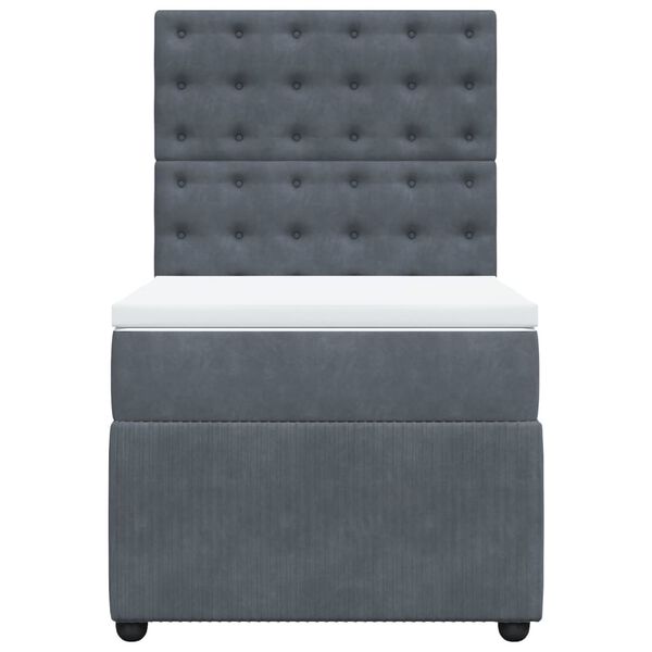 vidaXL Κρεβάτι Boxspring με Στρώμα Σκούρο Γκρι 80x200 εκ. Βελούδινο