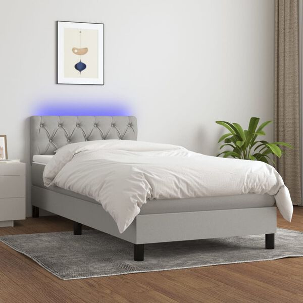 vidaXL &Kappa;&rho;&epsilon;&beta;ά&tau;&iota; Boxspring &mu;&epsilon; &Sigma;&tau;&rho;ώ&mu;&alpha; & LED &Alpha;&nu;.&Gamma;&kappa;&rho;&iota; 80x200 &epsilon;&kappa;. &Upsilon;&phi;&alpha;&sigma;&mu;ά&tau;&iota;&nu;&omicron;