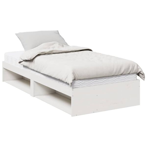 vidaXL Κρεβάτι ημέρας με στρώμα Λευκό 100x200 cm από μασίφ ξύλο πεύκο