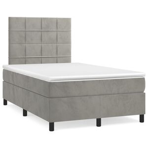 vidaXL Κρεβάτι Boxspring με Στρώμα Ανοιχτό Γκρι 120x200 εκ. Βελούδινο