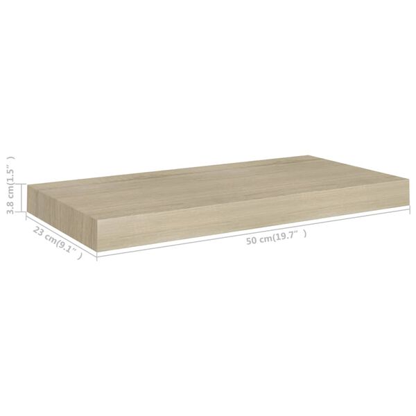 vidaXL Ράφι Τοίχου Χρώμα Δρυός 50x23x3,8 εκ. MDF