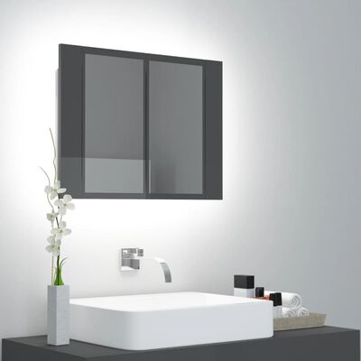 vidaXL Ντουλάπι Μπάνιου με Καθρέφτη και LED Γυαλ. Μαύρο Ακρυλικός
