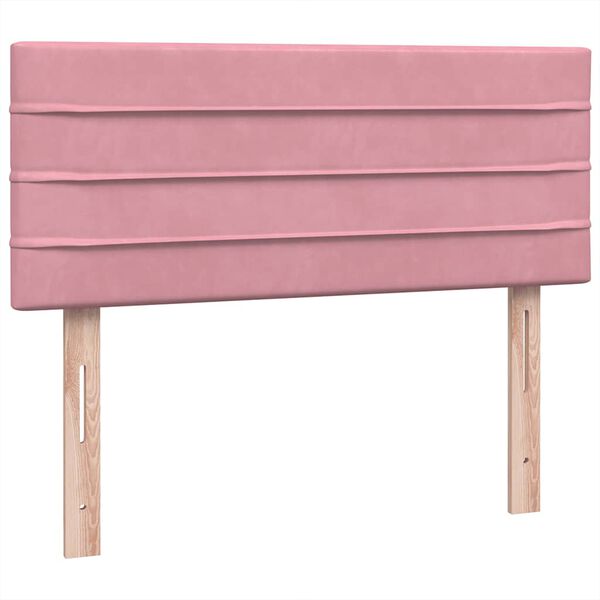 vidaXL Box Spring κρεβάτι με στρώμα ροζ 120x220 cm Βελούδινο