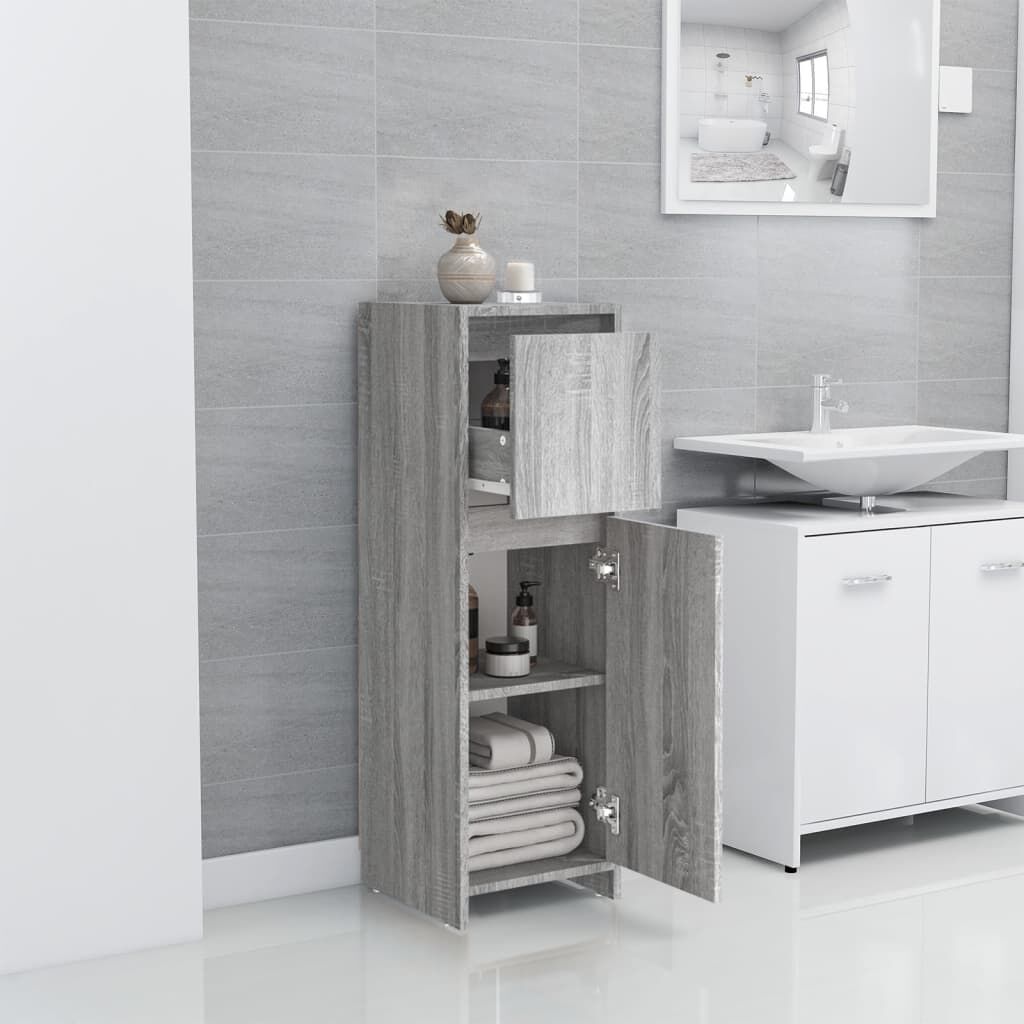 vidaXL Ντουλάπι Μπάνιου Γκρι Sonoma 30x30x95 εκ. Επεξεργασμένο Ξύλο