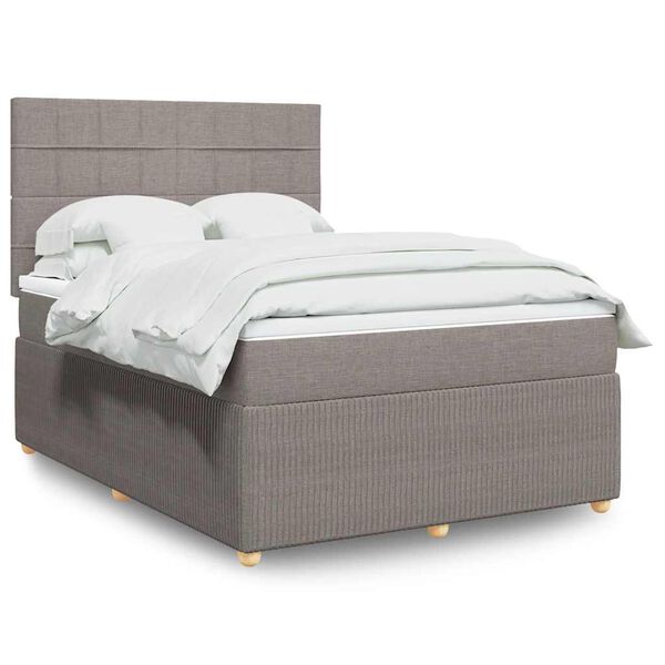 vidaXL &Kappa;&rho;&epsilon;&beta;ά&tau;&iota; Boxspring &mu;&epsilon; &Sigma;&tau;&rho;ώ&mu;&alpha; Taupe 140x200 &epsilon;&kappa;. &Upsilon;&phi;&alpha;&sigma;&mu;ά&tau;&iota;&nu;&omicron;