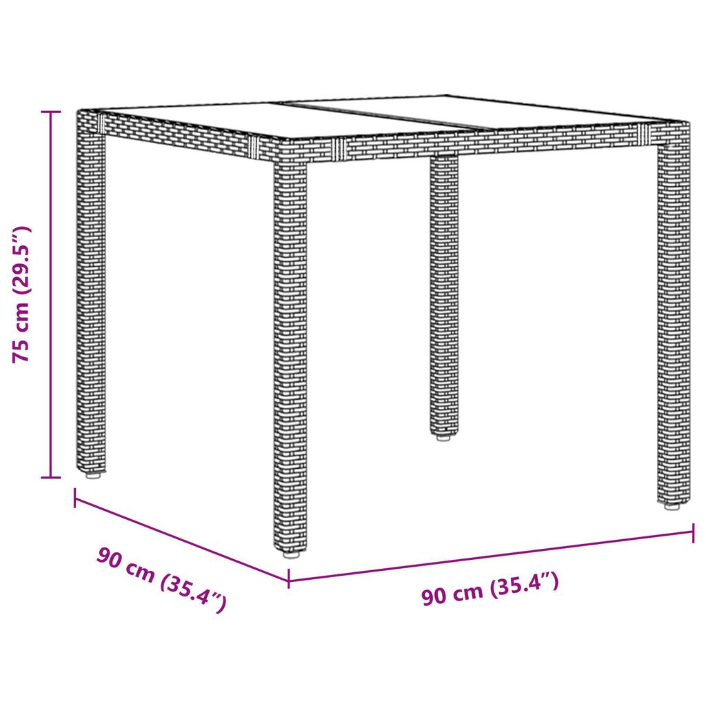 vidaXL Σέτ φαγητού για κήπο 3 pcs Μαύρο 90 x 90 x 75 cm