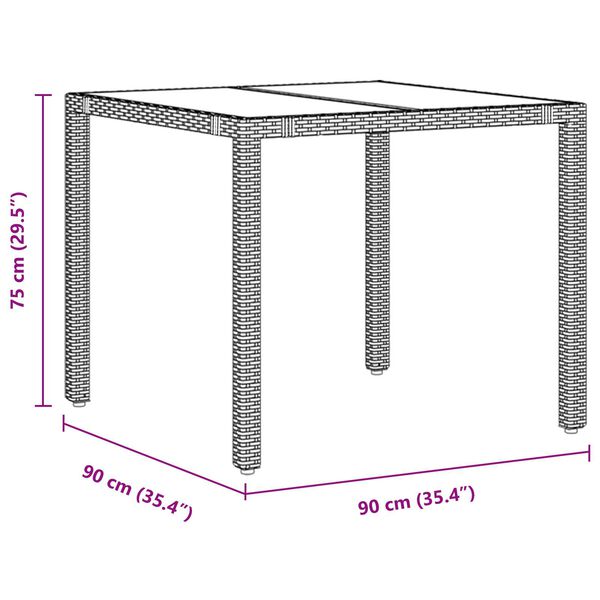 vidaXL Σέτ φαγητού για κήπο 3 pcs Μαύρο 90 x 90 x 75 cm