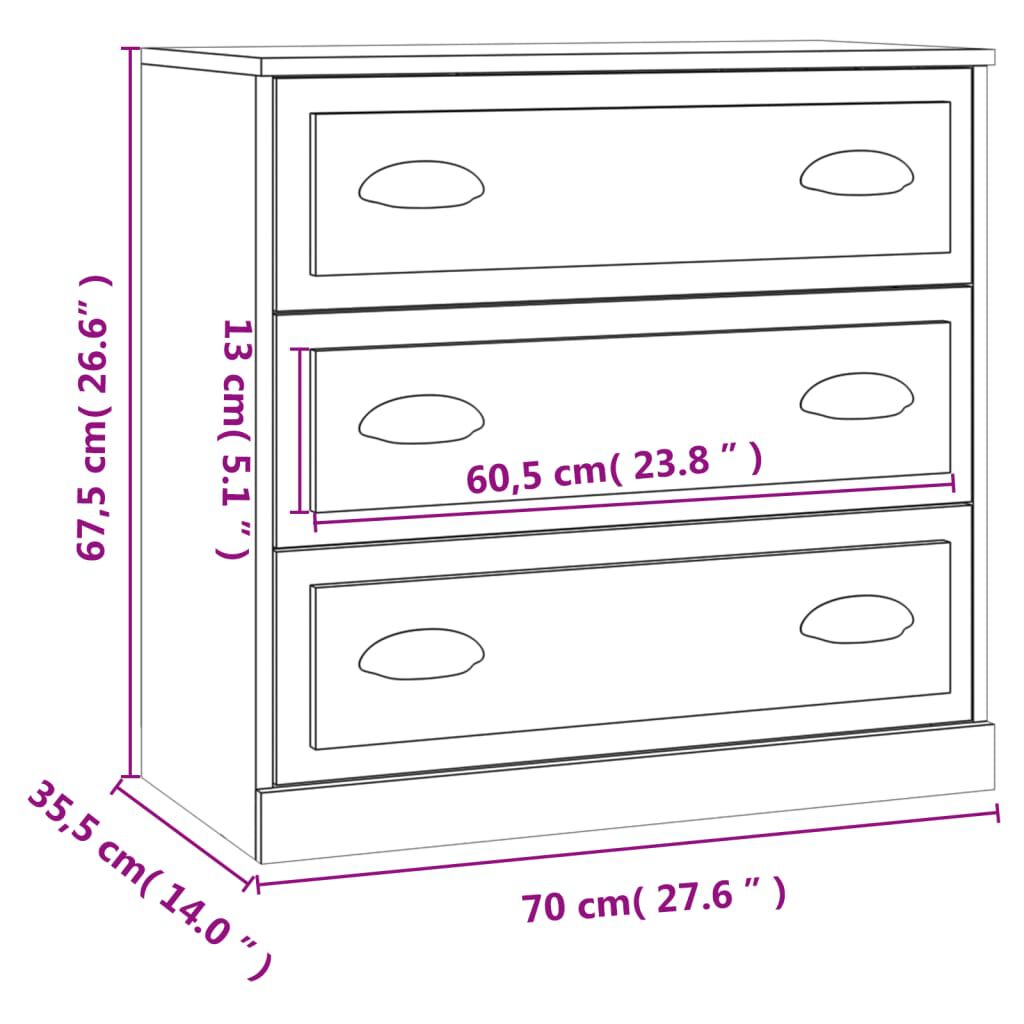 vidaXL Μπουφές Γκρι Σκυροδέματος 70x35,5x67,5 εκ. Επεξεργασμένο Ξύλο