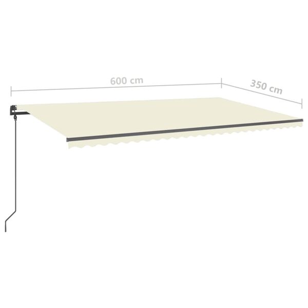 vidaXL Τέντα Συρόμενη Χειροκίνητη με LED Κρεμ 6x3,5 μ.