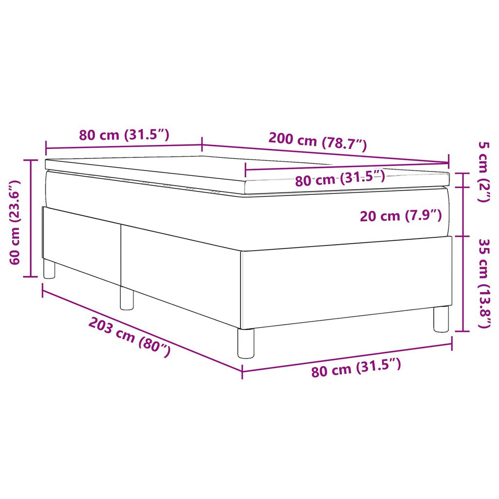 vidaXL Κρεβάτι με Στρώμα Μπλε 80x200 cm Καπιτονέ Ύφασμα