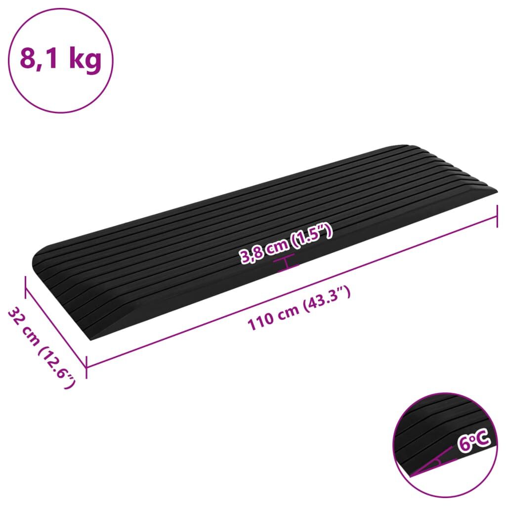 vidaXL Ράμπα Πεζοδρομίου / Πόρτας 110 x 32 x 3,8 εκ. από Καουτσούκ